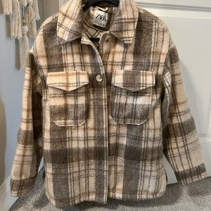 Zara checkered/plaid oversized shirt jacket